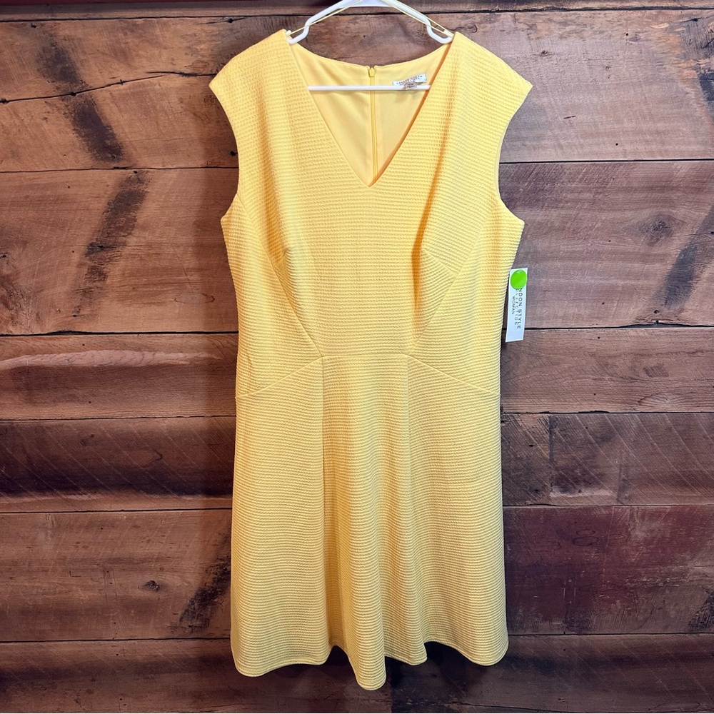 London Style Yellow A-line Mini Dress V-neck Sleeveless